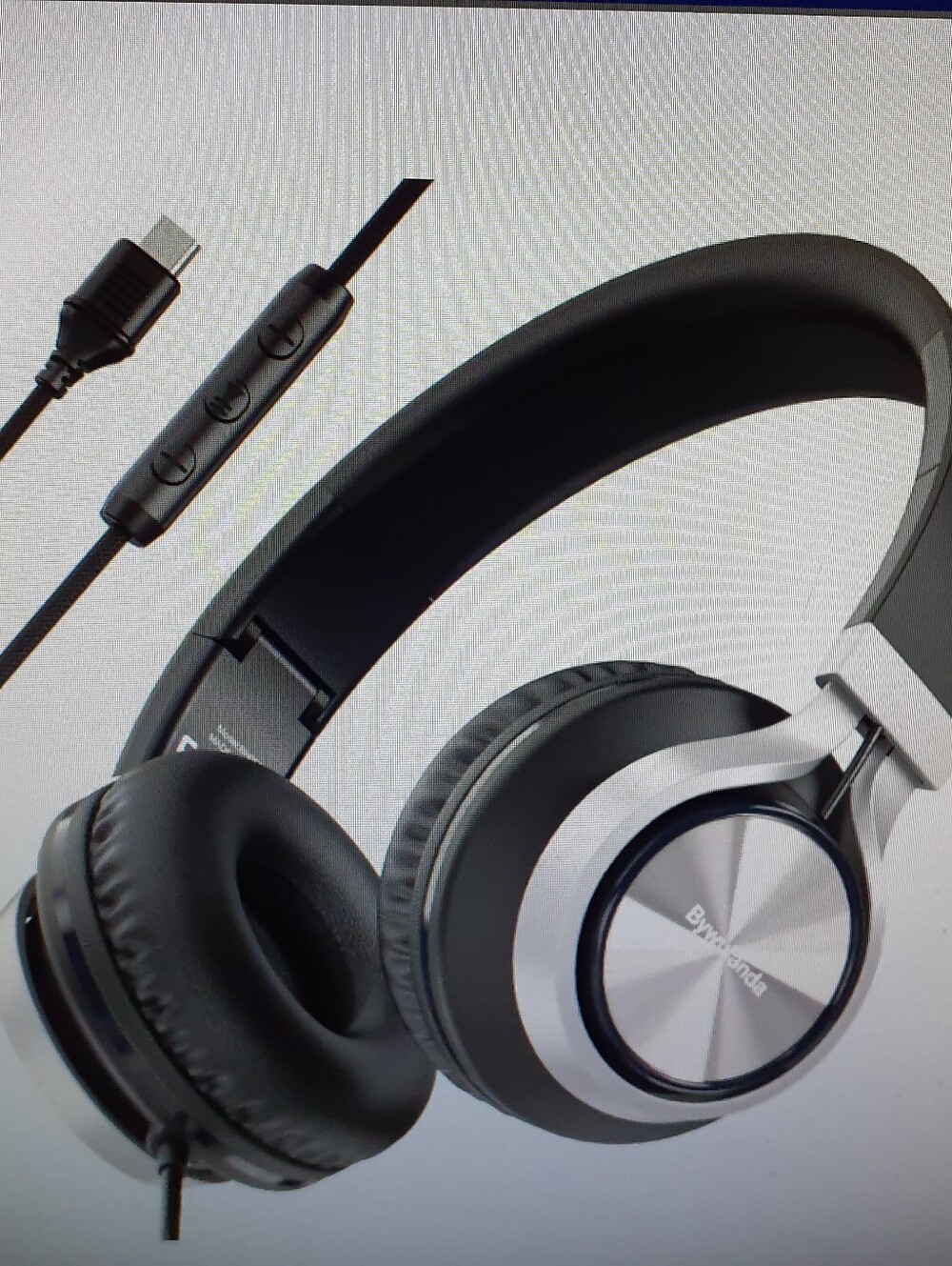 USB-C Over-Ear Wired Headphones w/ Mic, Foldaway, 40mm Speaker Color Black